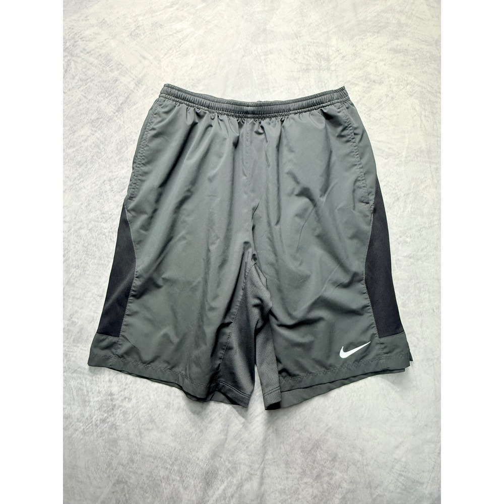 Nike Dri-FIT Mens 9" Running Shorts Gray Black Mesh Panels Size Medium Gym
